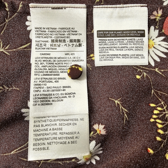 NWT Levi's Womens Brown Floral Polyester Long Sleeve Blouson Top Blouse Small - Picture 12 of 12